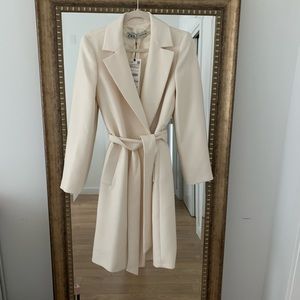 Zara cream mid length coat